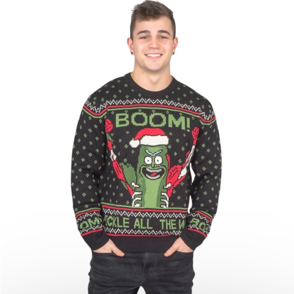 New Pickle Rick Holiday Christmas Sweater